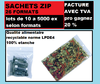 lot de 5000 Sachet 40 x 60 mm  fermeture ZIP Transparent 50u