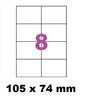 planche de 8 étiquettes transparentes Mat 105 X 74