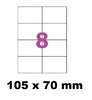 planche de 8 étiquettes synthétique blanc mat  105 X 70