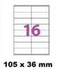 100 planche de 16 étiquettes synthétique blanc mat  105 x 36