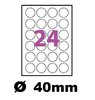 planche de 24 étiquettes synthétique blanc mat  ronde 40 mm