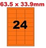 planche  24 étiquette fluo orange autocollante 63.5 x 33.9 mm