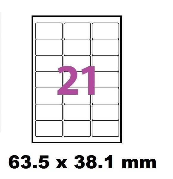 planche de 21 étiquette vinyle blanc  63.5 X 38.9