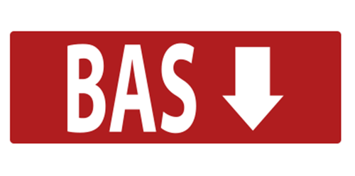 500 étiquettes BAS 165 X 55 mm rouge blanc