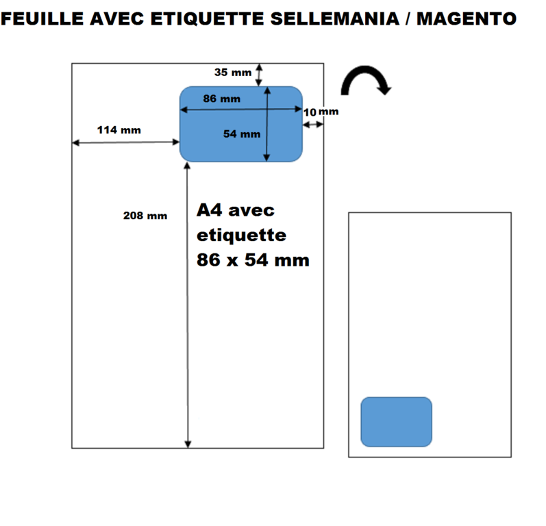Feuille étiquette intégrée 86 x 54 mm sellermania magento