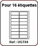 planche de 16 étiquettes pour timbre 99.1 x 33.9 mm