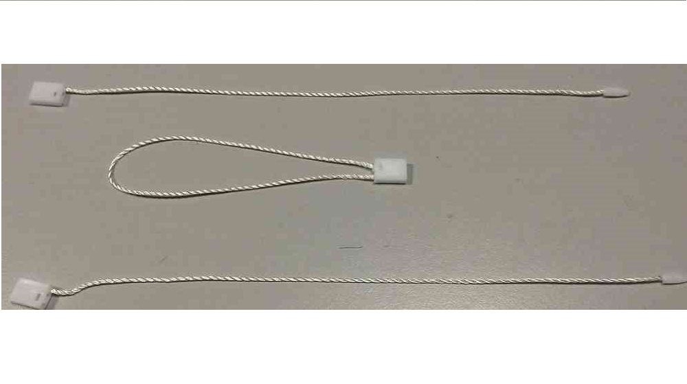 Attache cordon à serrage fixe BLANC pour étiquette à trou fil de 18 cm fermé 9cm 
