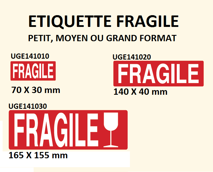 Etiquette Livraison Imprime Fragile Rouge Format Palette Colis