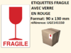 500 étiquettes livraison fragile verre en rouge pour envoi paquet coli