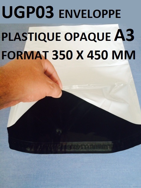 enveloppe pochette d'envoi plastique opaque A3 350 x 450 mm +40mm