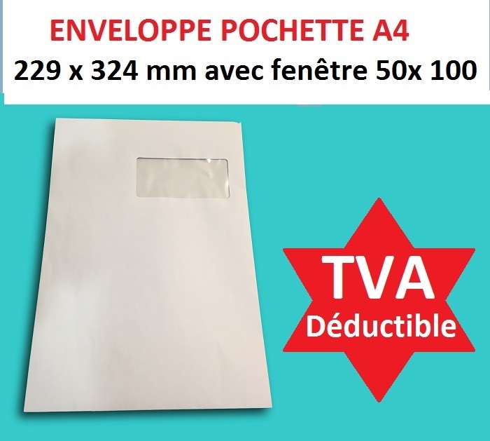 Enveloppe blanche Raja Premium format C4 - 229 x 324 mm - avec fenêtre  ouverture grand côté - Fermeture auto-adhésive - Papier vélin 100 g/m² pas  cher