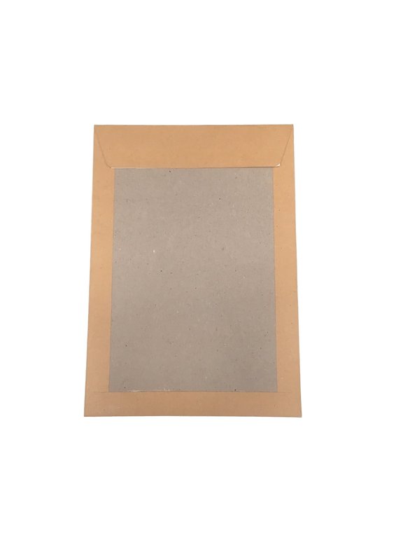 Pochette dos carton brune - Pochette carton et plastique