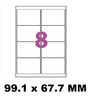 planche de 8 étiquettes synthétique blanc mat  99.1 X 67.7