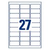 planche de 27 étiquettes synthétique blanc mat 63.5 x 29.6