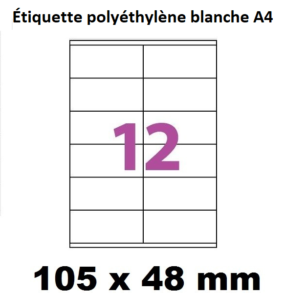 Etiquette papier rainuré blanc mat sur mesure rouleau, planche, unité