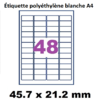 planche de 48 étiquettes polyéthylène blanc 45.7 X 21.2