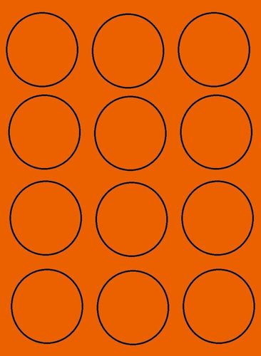 planche  12 étiquette fluo orange autocollante ronde 60 mm