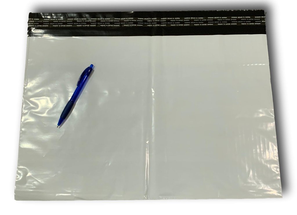 5X Enveloppe Plastique 350x450+40mm Adhésif Blanche Opaque Indéchirable 60u 