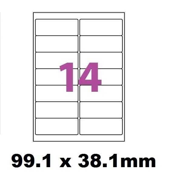 planche de 14 étiquette vinyle blanc 99 X 38.1 pour jet d'encre