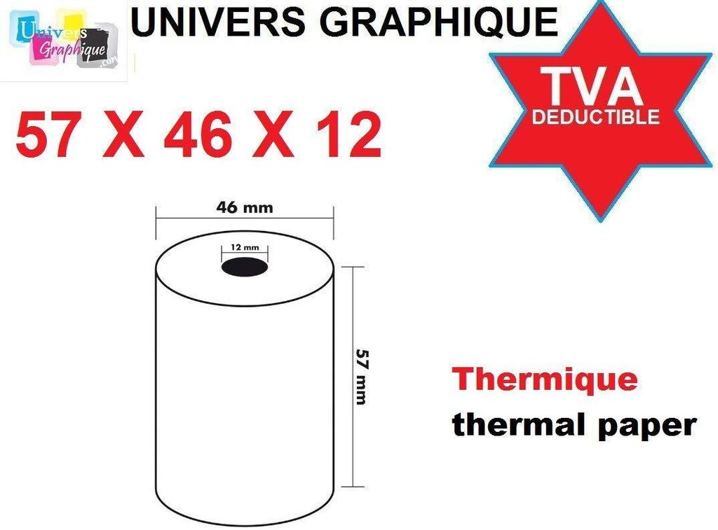 Thermique Rouleau Papier Thermique 57 x 30 mm pour Mini