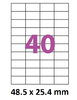 planche de 40 étiquettes synthétique blanc mat 48,5 X 25,4