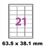 planche de 21 étiquettes synthétique blanc mat 63,5 X 38.1