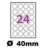 planche de 24 étiquettes synthétique blanc brillant ronde 40 mm